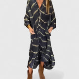 Manon | Elegáns Csíkos Boho Maxi Ruha