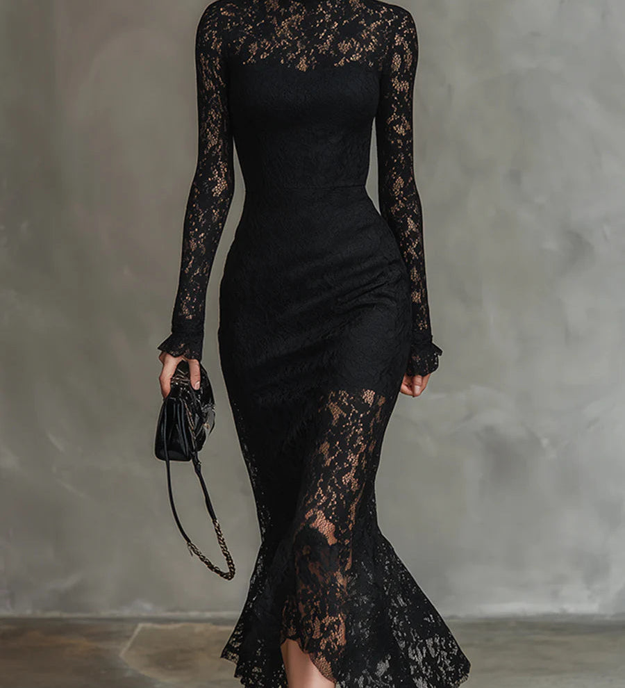 Zsanett | Elegáns Csipke Hableány Maxi Ruha