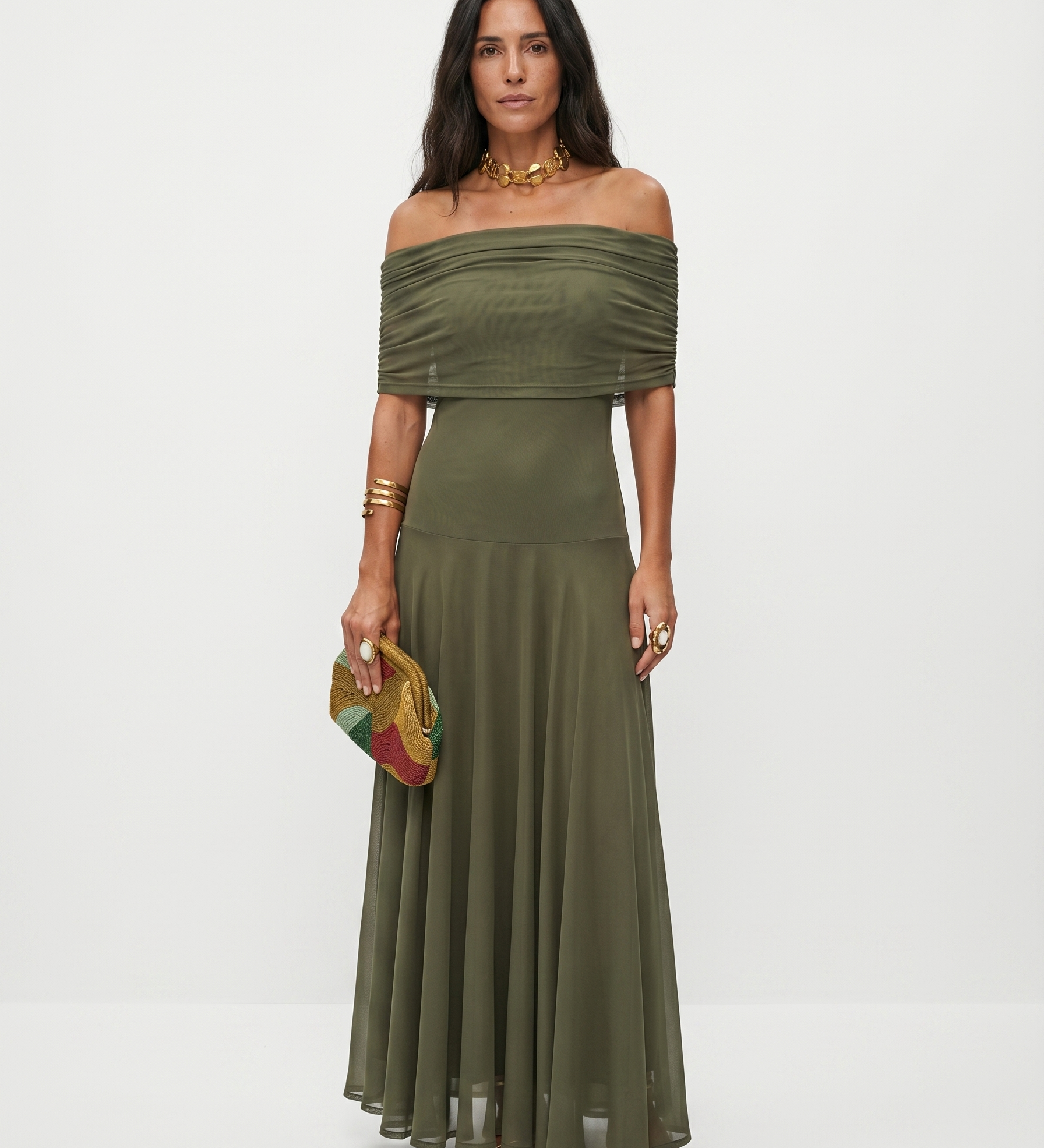 Cecília | Pántnélküli Drapírozott Maxi Ruha
