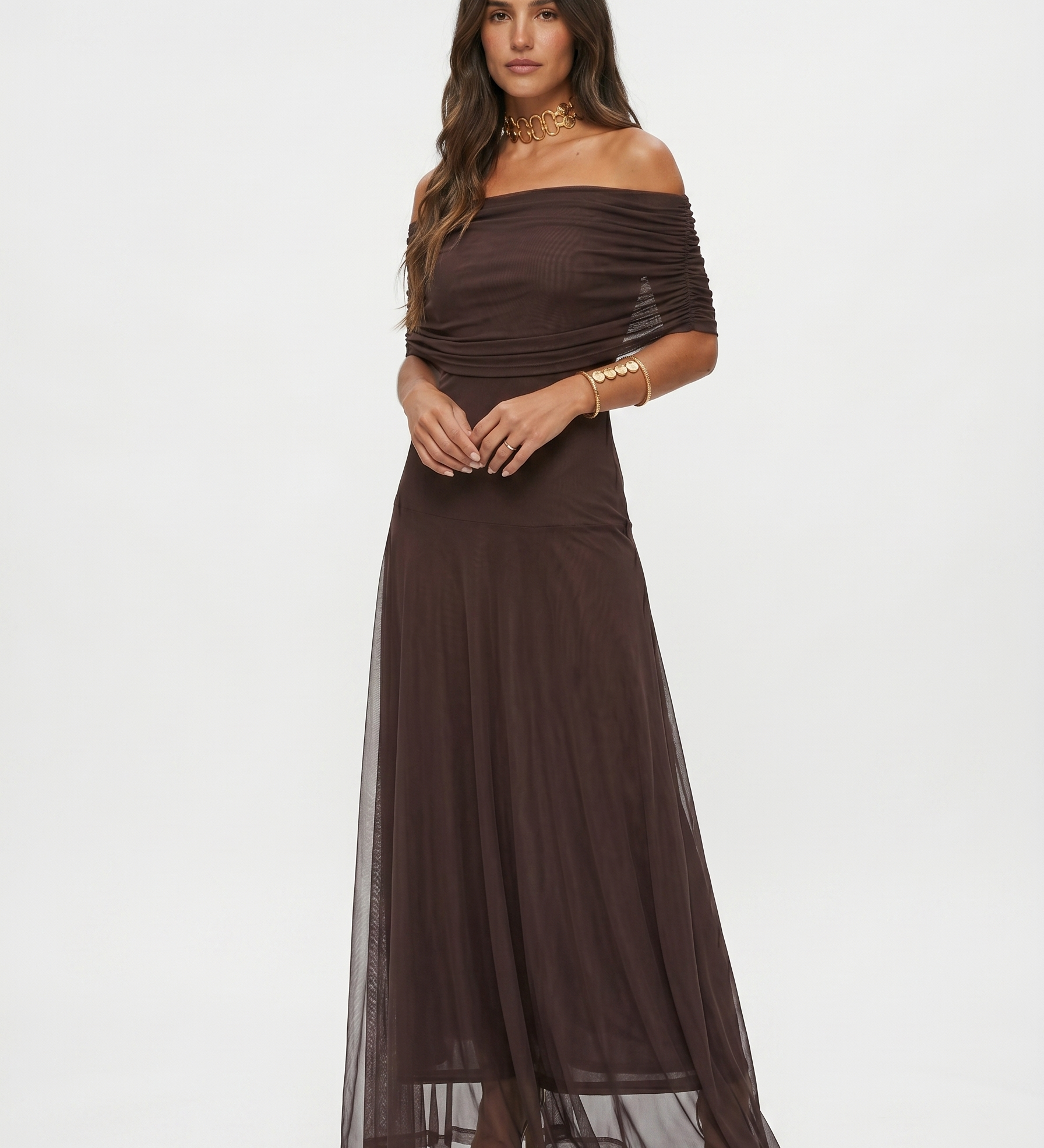Cecília | Pántnélküli Drapírozott Maxi Ruha