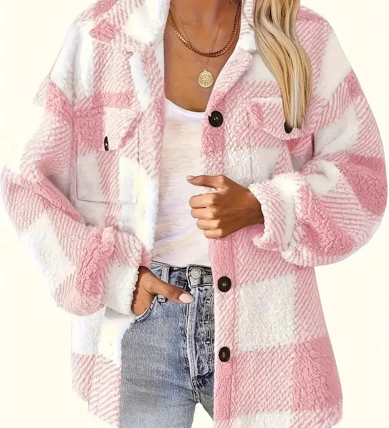 Martina | Elegáns Kockás Fleece Kabát
