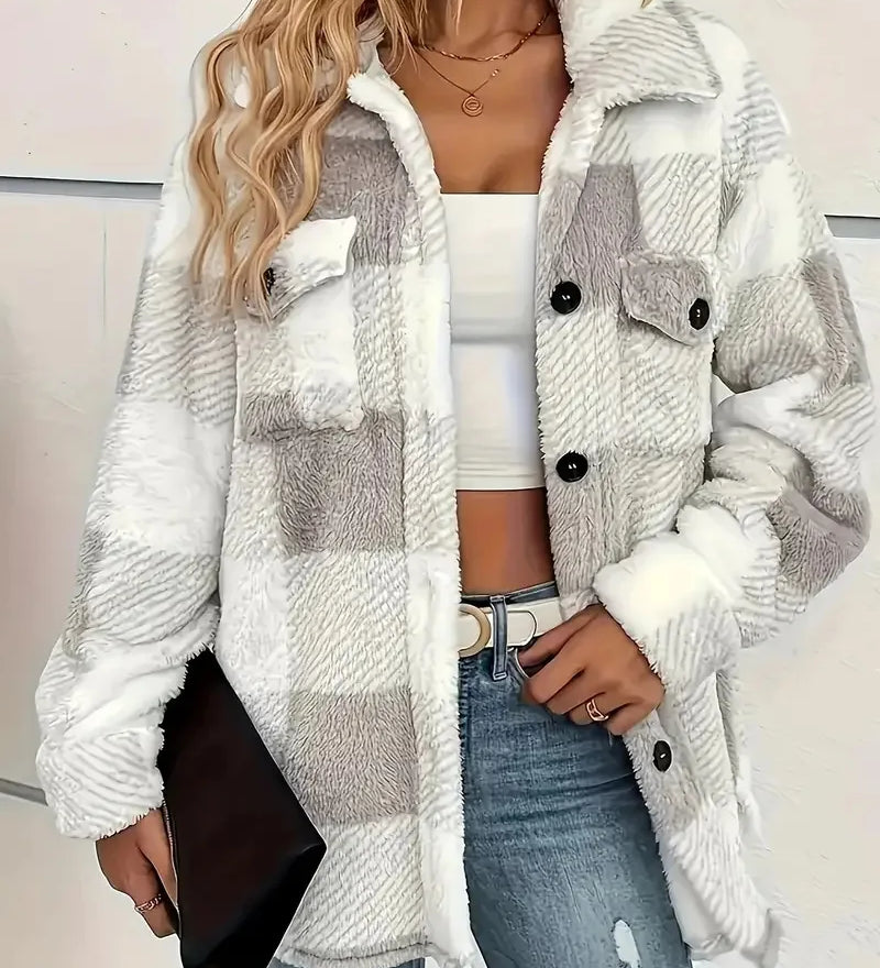 Martina | Elegáns Kockás Fleece Kabát