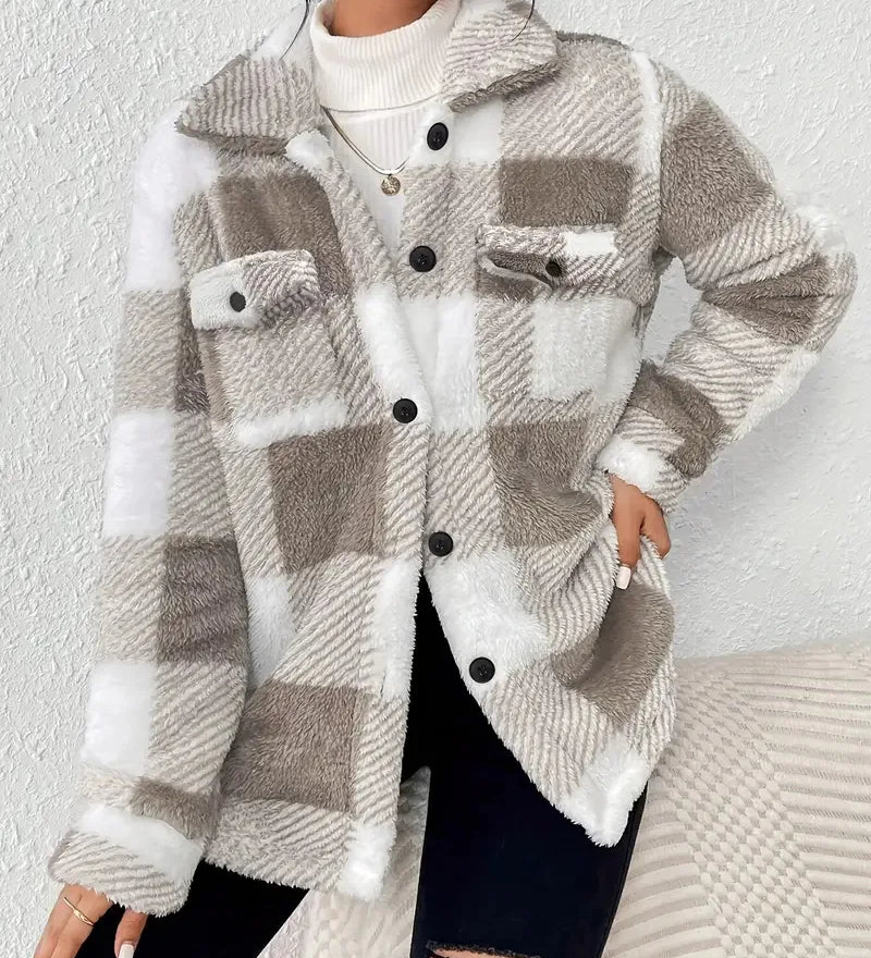 Martina | Elegáns Kockás Fleece Kabát