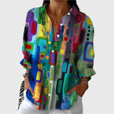 Léna | Elegáns Geometriás Mintás Blúz
