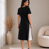 Izabella | Kontrasztos Fodros Midi Ruha