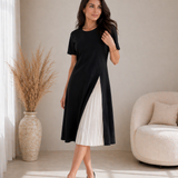 Izabella | Kontrasztos Fodros Midi Ruha